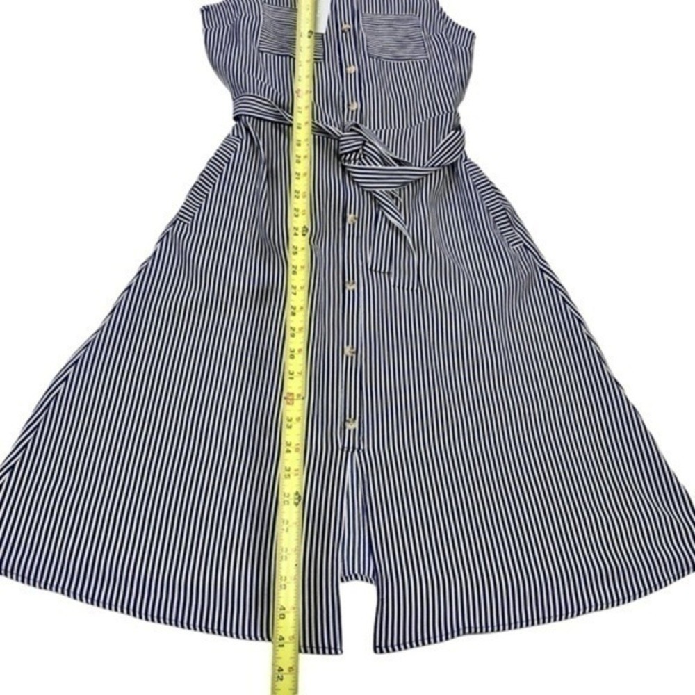 Monteau Striped Button Front Midi Shirt Dress Women S Navy White Office Chic New - Picture 10 of 12